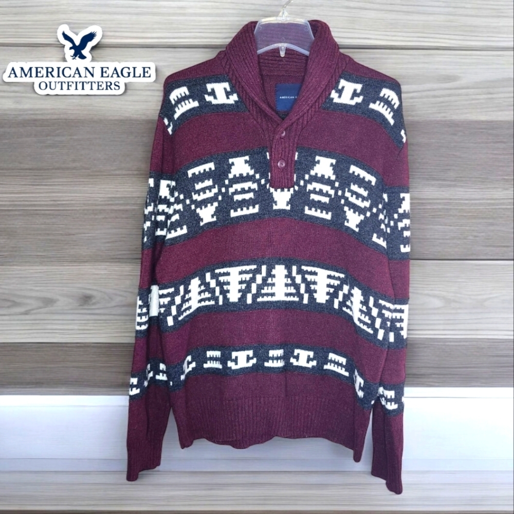 AMERICAN EAGLE Maroon Knitted Sweater - XLarge
